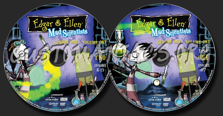 Edgar & Ellen Mad Scientists season 1 volume 1 dvd label
