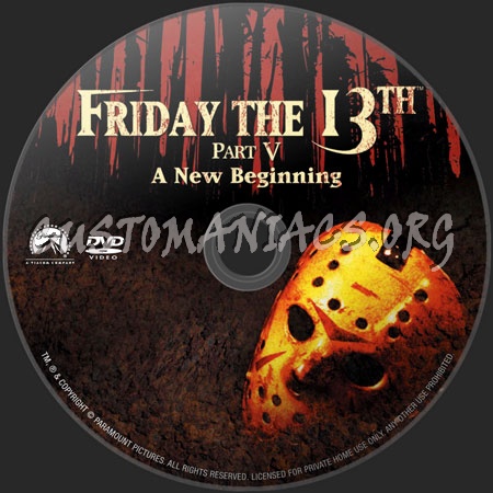 Friday The 13th Part V - A New Beginning dvd label