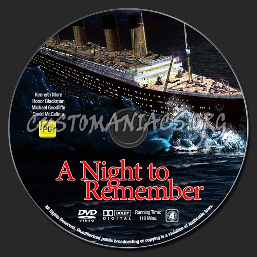 A Night To Remember dvd label