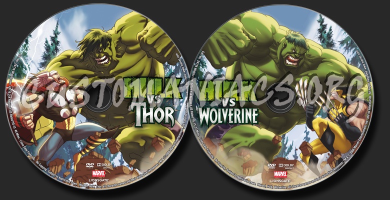 Hulk vs Thor Hulk vs Wolverine dvd label