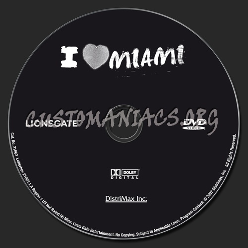 I Love Miami dvd label