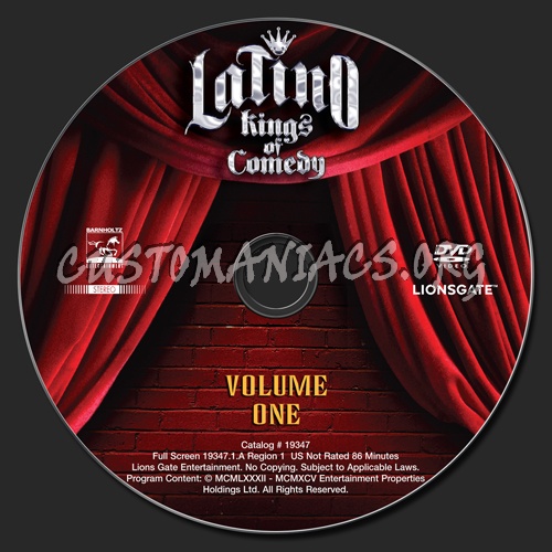 Latino Kings of Comedy Volume 1 dvd label