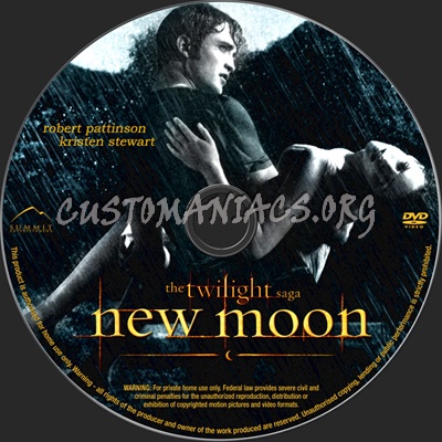 The Twilight Saga New Moon dvd label