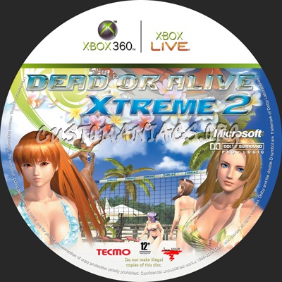 Dead or Alive Xtreme 2 dvd label
