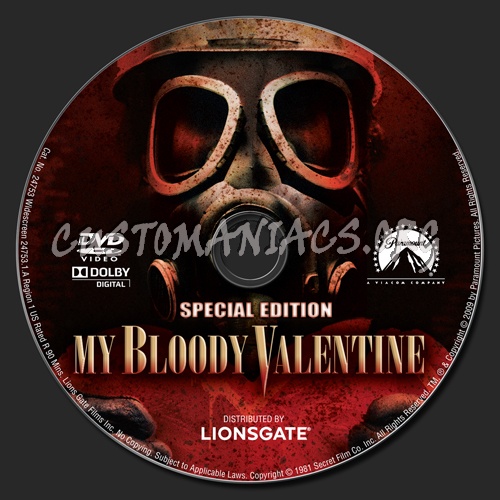 My Bloody Valentine (1981) dvd label
