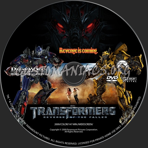 Transformers Revenge of the Fallen dvd label