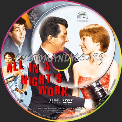 All in a Night's Work dvd label