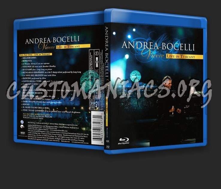 Andrea Bocelli Live In Tuscany blu-ray cover