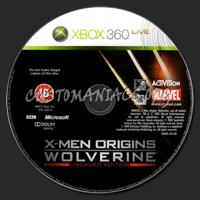 X-Men Origins Wolverine dvd label