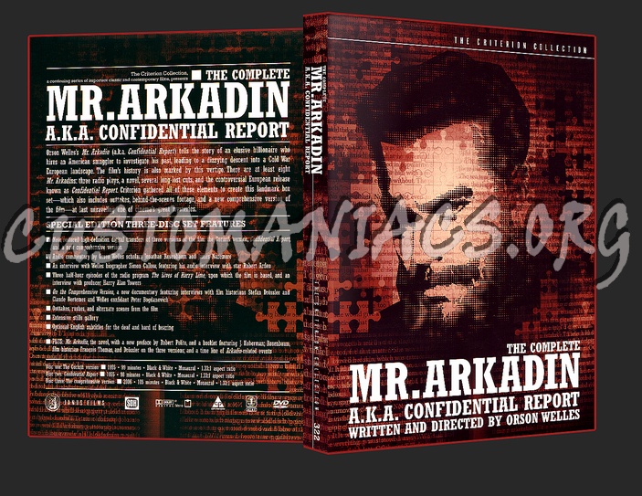 322 - The Complete Mr. Arkadin (a.k.a. Confidential Report) dvd cover
