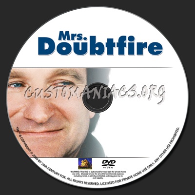 Mrs Doubtfire dvd label