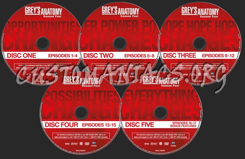 Grey's Anatomy Season 4 dvd label
