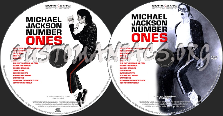 Michael Jackson Number Ones dvd label
