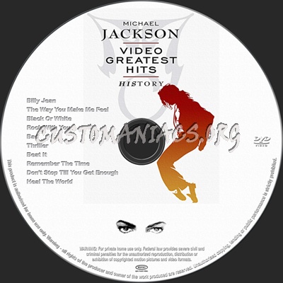 Michael Jackson Video Greatest Hits - HIStory dvd label