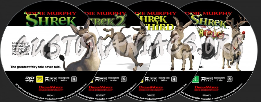 Eddie Murphy Collection - Shrek / Shrek 2 / Shrek The Third / Shrek The Halls dvd label