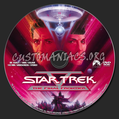 Star Trek V The Final Frontier dvd label