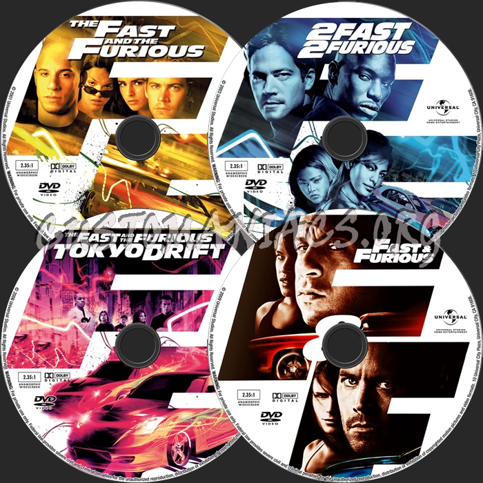Fast & Furious 1-4 dvd label