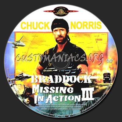 Missing in Action 3 dvd label