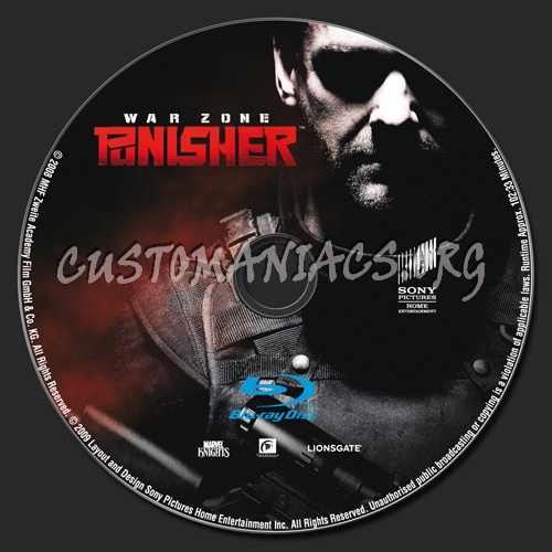 Punisher War Zone blu-ray label