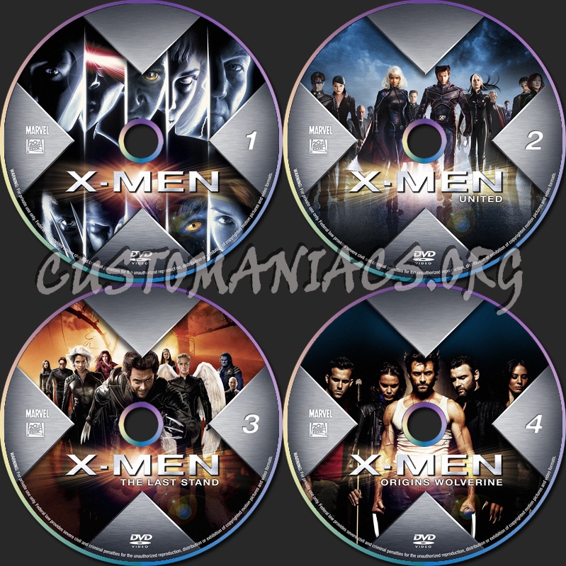 X-Men 1-4 dvd label