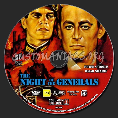 The Night Of The Generals dvd label