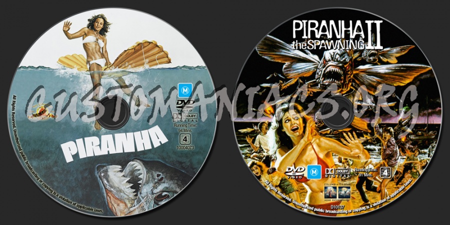 Piranha / Piranha 2 : The Spawning dvd label