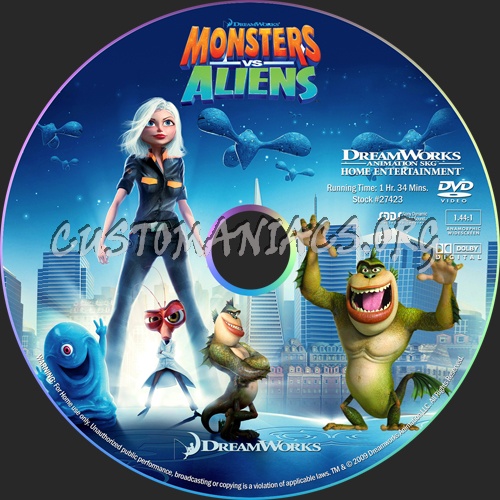 Monsters vs Aliens dvd label