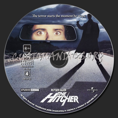 The Hitcher dvd label