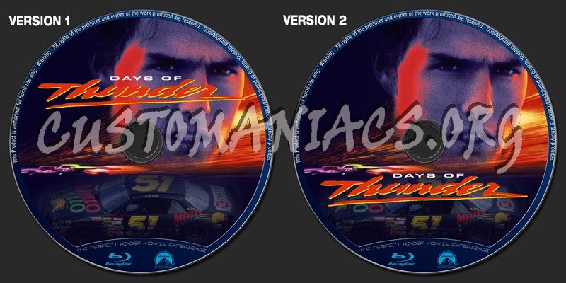 Days Of Thunder blu-ray label