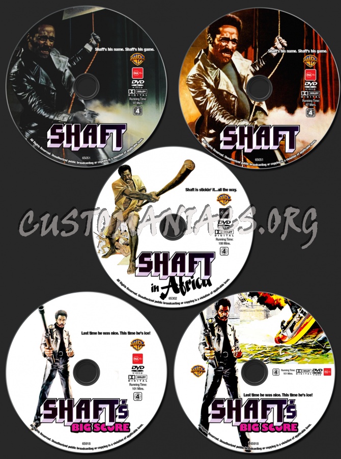 Shaft / Shaft In Africa / Shaft's Big Score dvd label