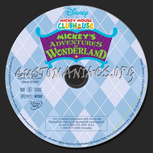 Mickey Mouse Clubhouse - Mickey's Adventures In Wonderland dvd label