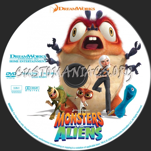 Monsters vs Aliens dvd label