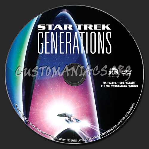 Star Trek VII Generations dvd label