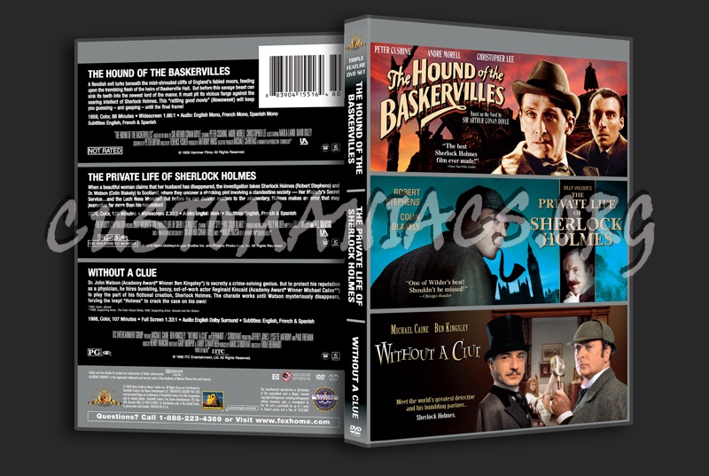 The Hound of the Baskervilles / The Private life of Sherlock Holmes / Without a Clue dvd cover