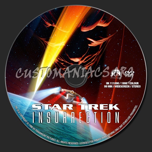 Star Trek IX Insurrection dvd label