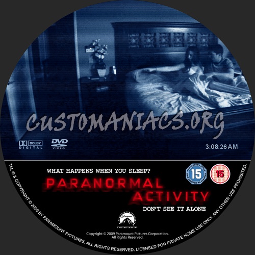 Paranormal Activity (2009) dvd label