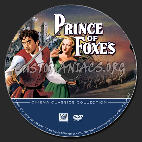 Prince Of Foxes dvd label