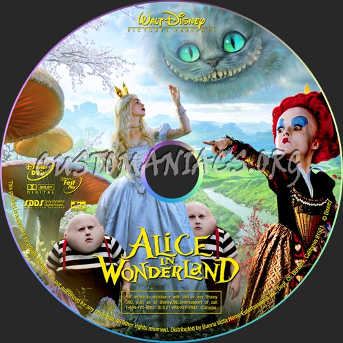 Alice In Wonderland dvd label