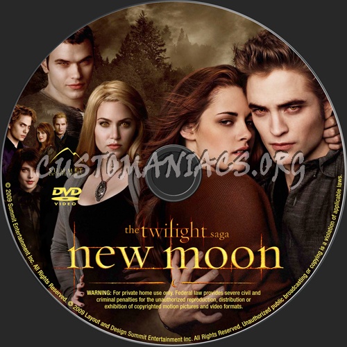 The Twilight Saga New Moon dvd label