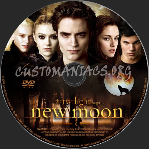 The Twilight Saga New Moon dvd label