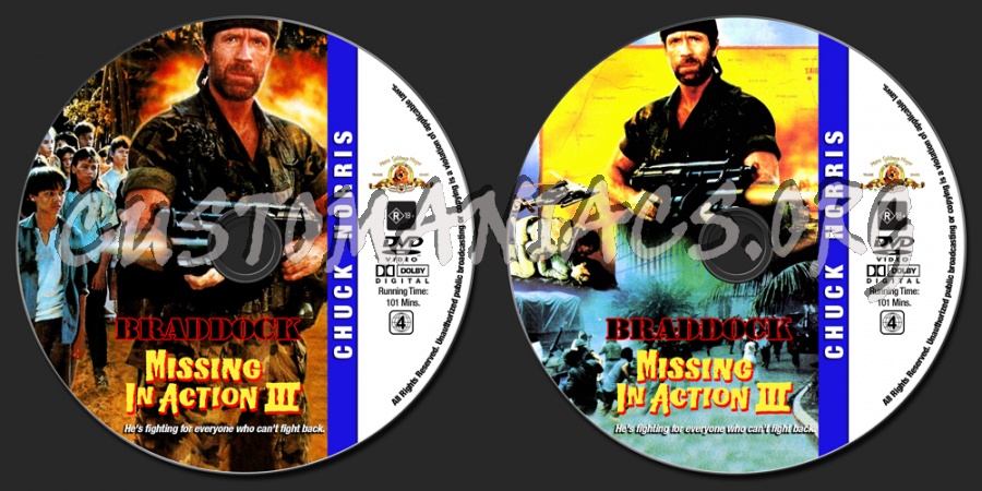 Chuck Norris Collection - Braddock : Missing In Action 3 dvd label