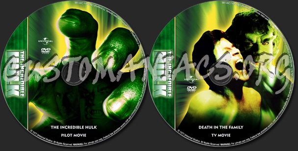 The Incredible Hulk - Pilot Movies - TV Collection dvd label