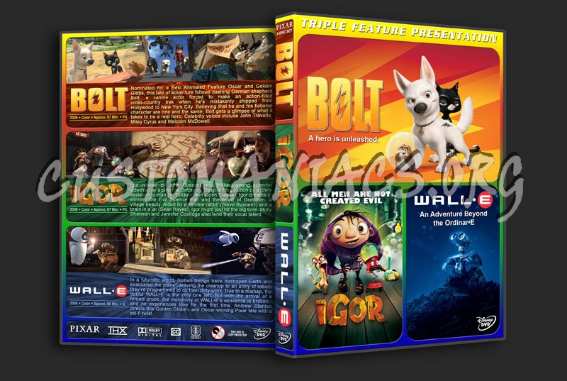 Bolt Igor Wall E Triple Feature Dvd Cover Dvd Covers Labels By Customaniacs Id Free Download Highres Dvd Cover