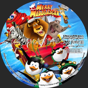Merry Madagascar dvd label