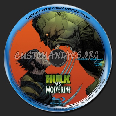 HULK vs WOLVERINE blu-ray label