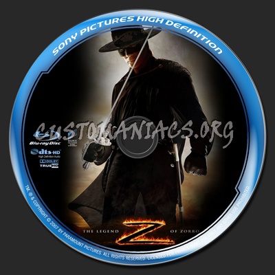 The Legend Of Zorro blu-ray label