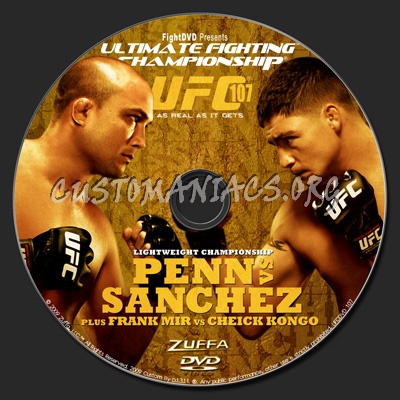 UFC 107 Penn vs Sanchez dvd label
