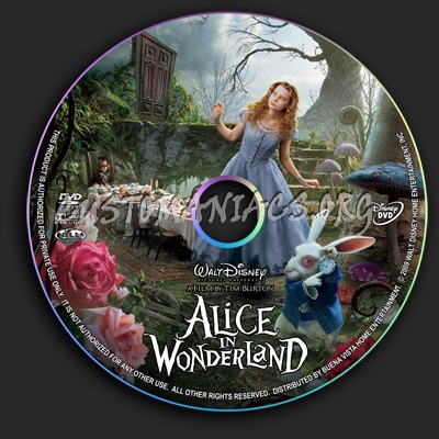 Alice In Wonderland dvd label