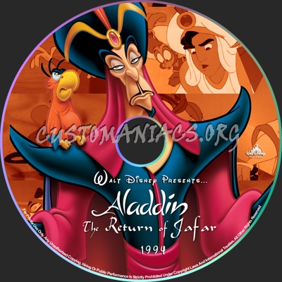 Aladdin the Return of Jafar - 1994 dvd label