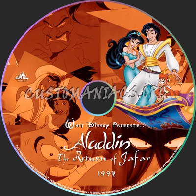 Aladdin the Return of Jafar - 1994 dvd label
